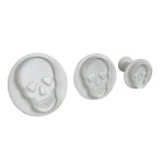 juego de 3 cortadores de galletas con cabeza de calavera