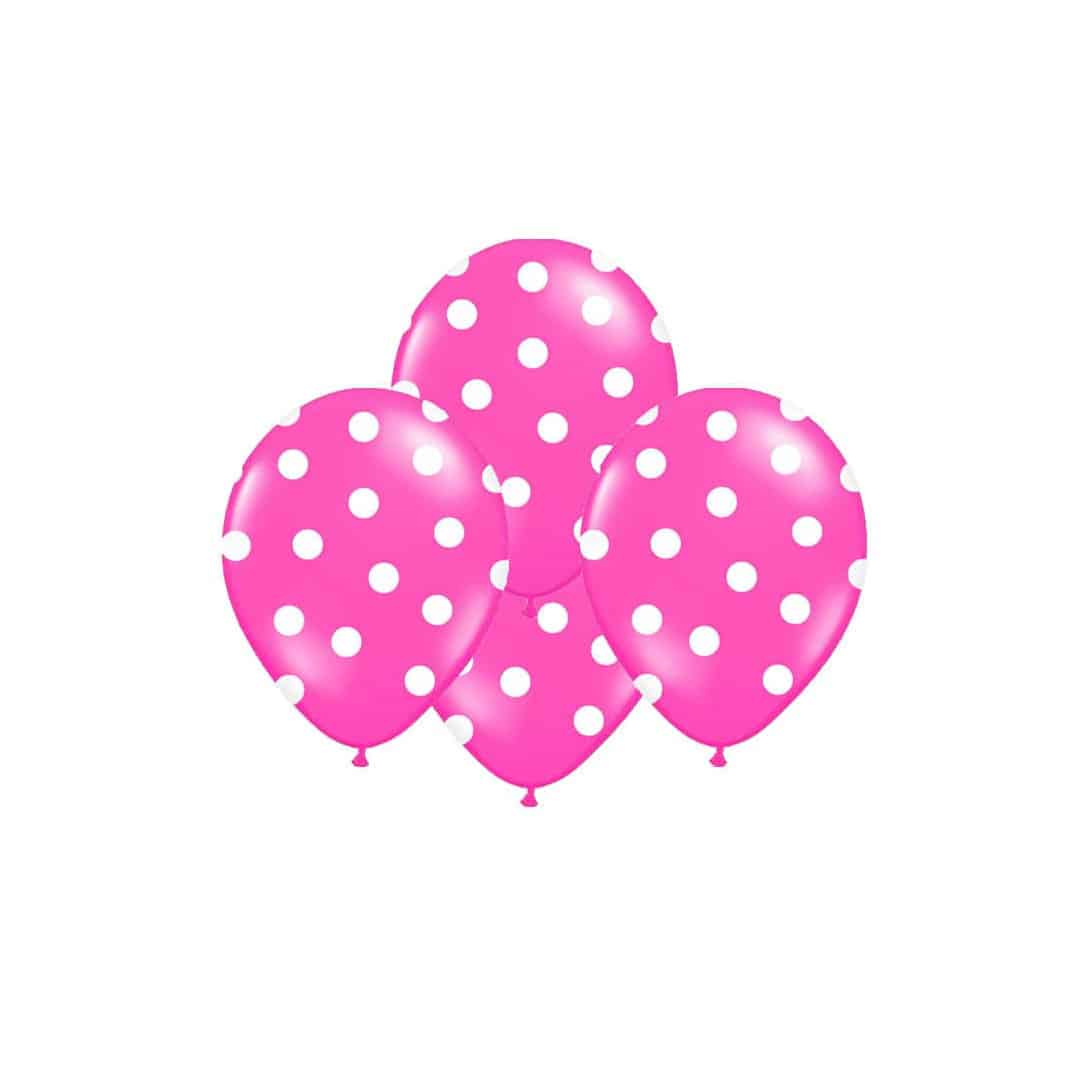 10-globos-fucsia-con-lunares-blancos-30-cm