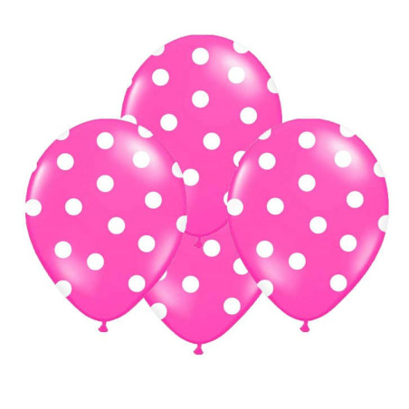 10-globos-fucsia-con-lunares-blancos-30-cm