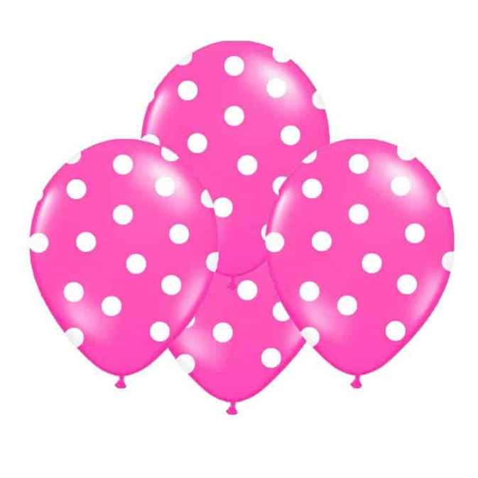 10-globos-fucsia-con-lunares-blancos-30-cm