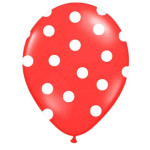 6 globos rojos con lunares blancos - 30 cm