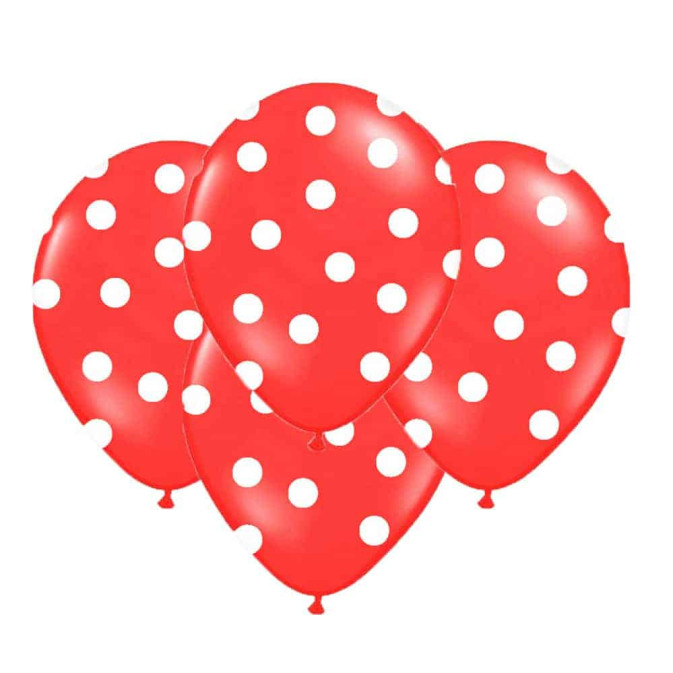 globos de lunares rojos y blancos