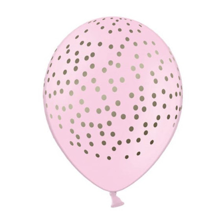 6 globos de lunares estampados rosas