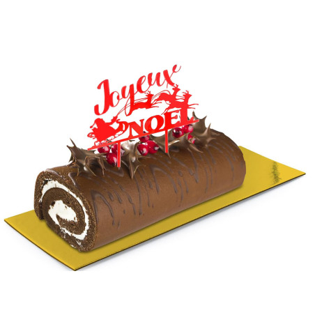 adorno "Joyeux Noël" para tarta de Navidad rojo