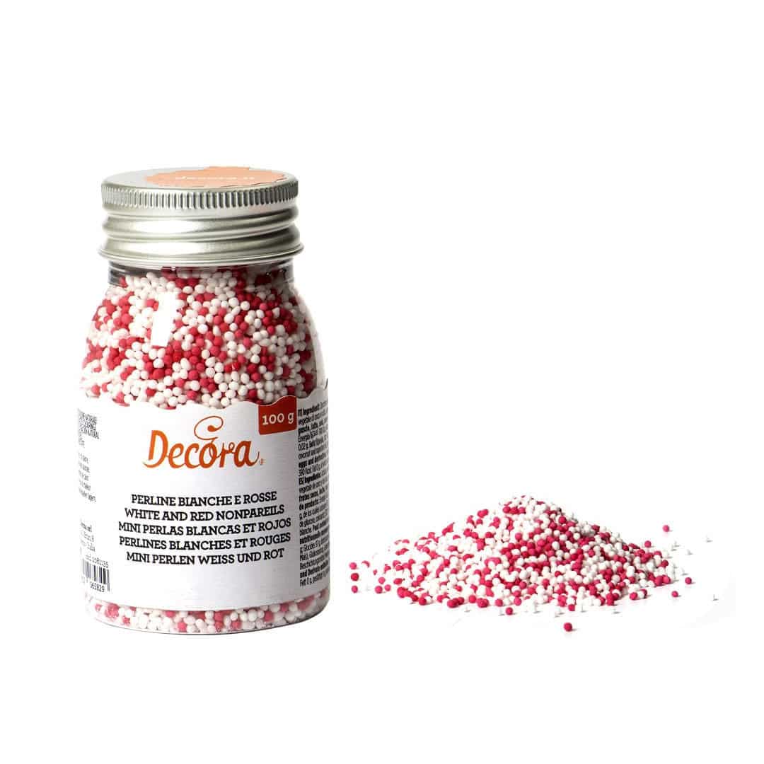 decoración-para-pastel-de-bolas-de-azúcar-rojas-y-blancas