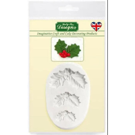 Molde para modelar pasta de azúcar de hoja de acebo