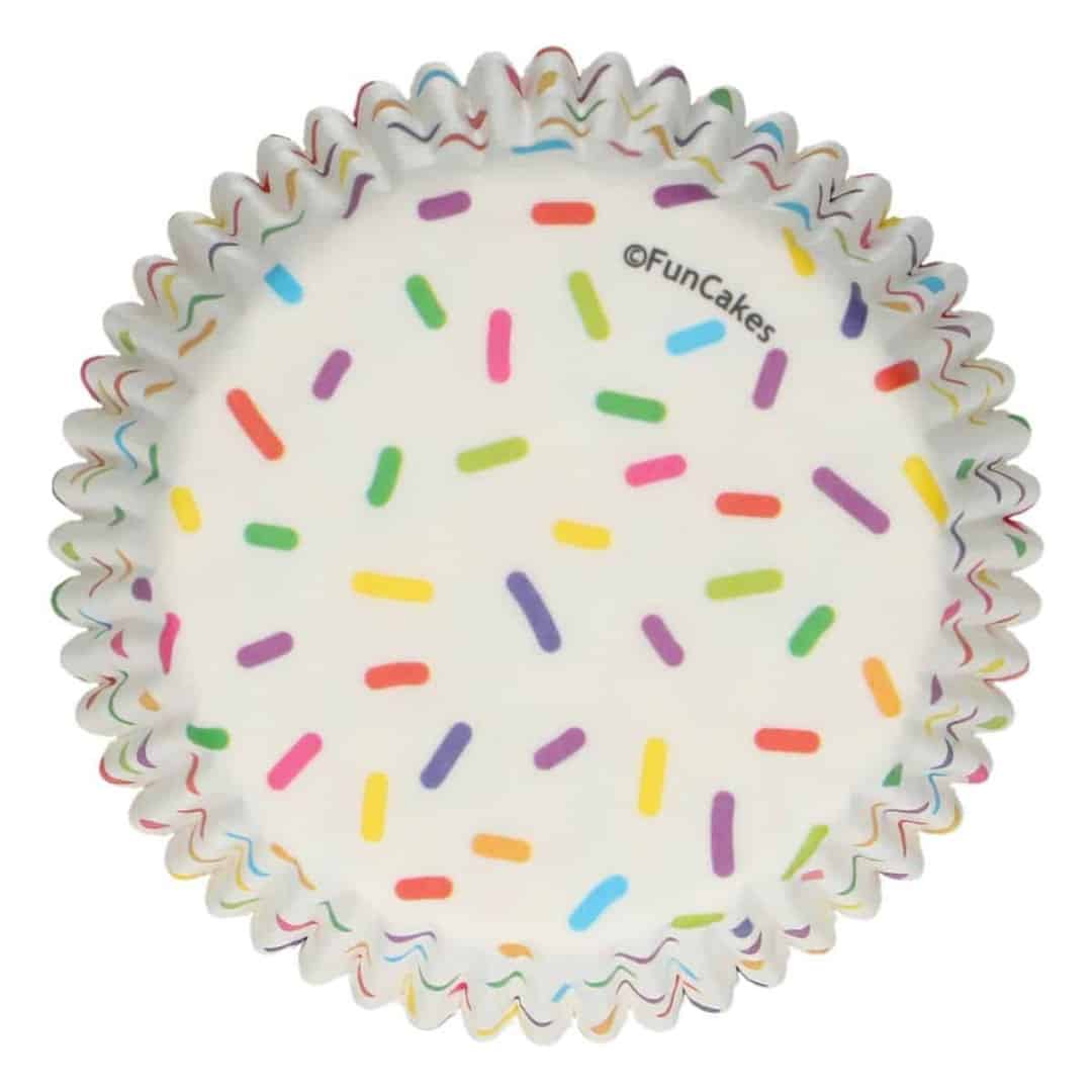 48 Estuches para cupcakes blancos con decoración de confeti