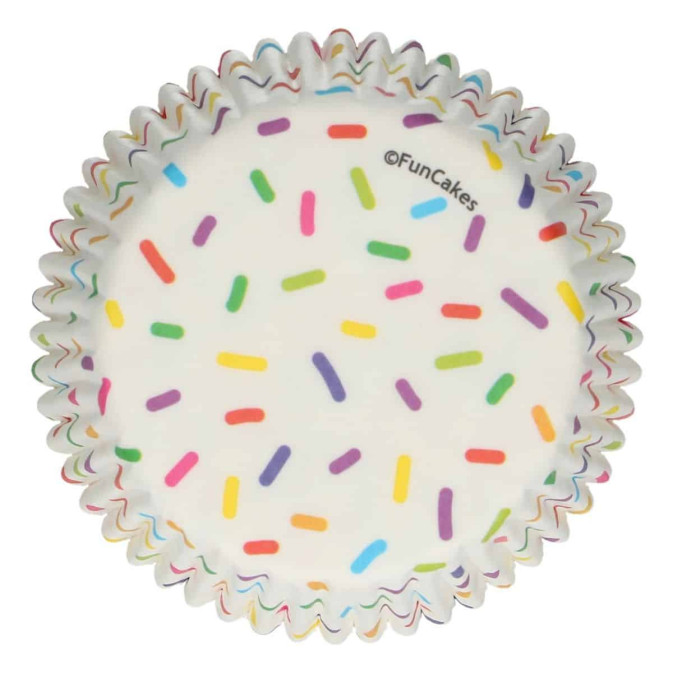 48 Estuches para cupcakes blancos con decoración de confeti