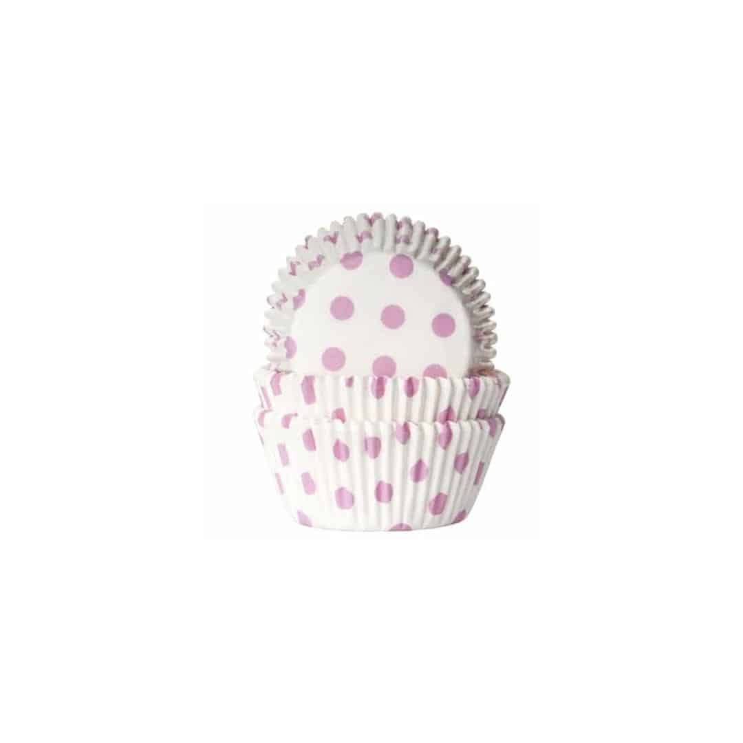 50 estuches para cupcakes de lunares rosas