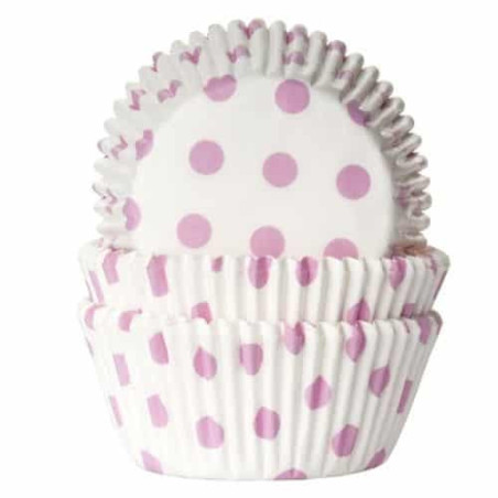 50 estuches para cupcakes de lunares rosas