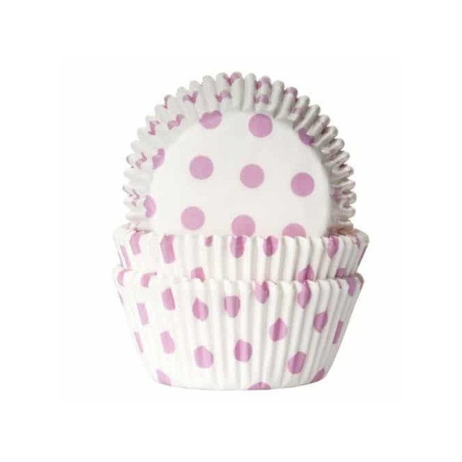 50 estuches para cupcakes de lunares rosas