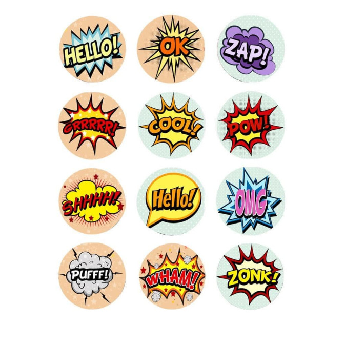12-mini-discos-de-comic-de-azúcar