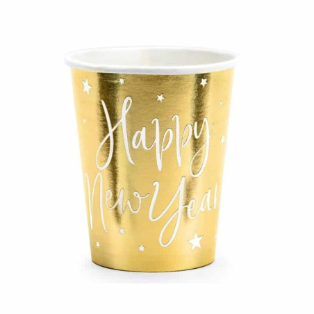 6 copas doradas de Feliz Año Nuevo