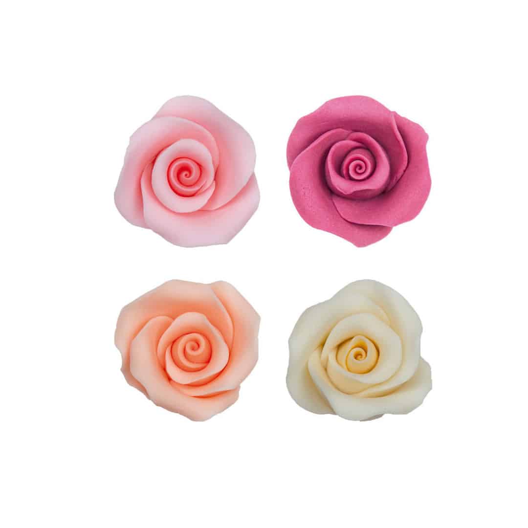10 rosas de azúcar, surtidas en 4 colores