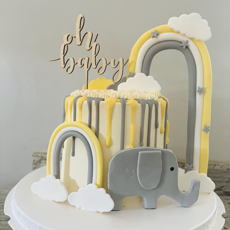Adorno para tarta Oh Baby en madera