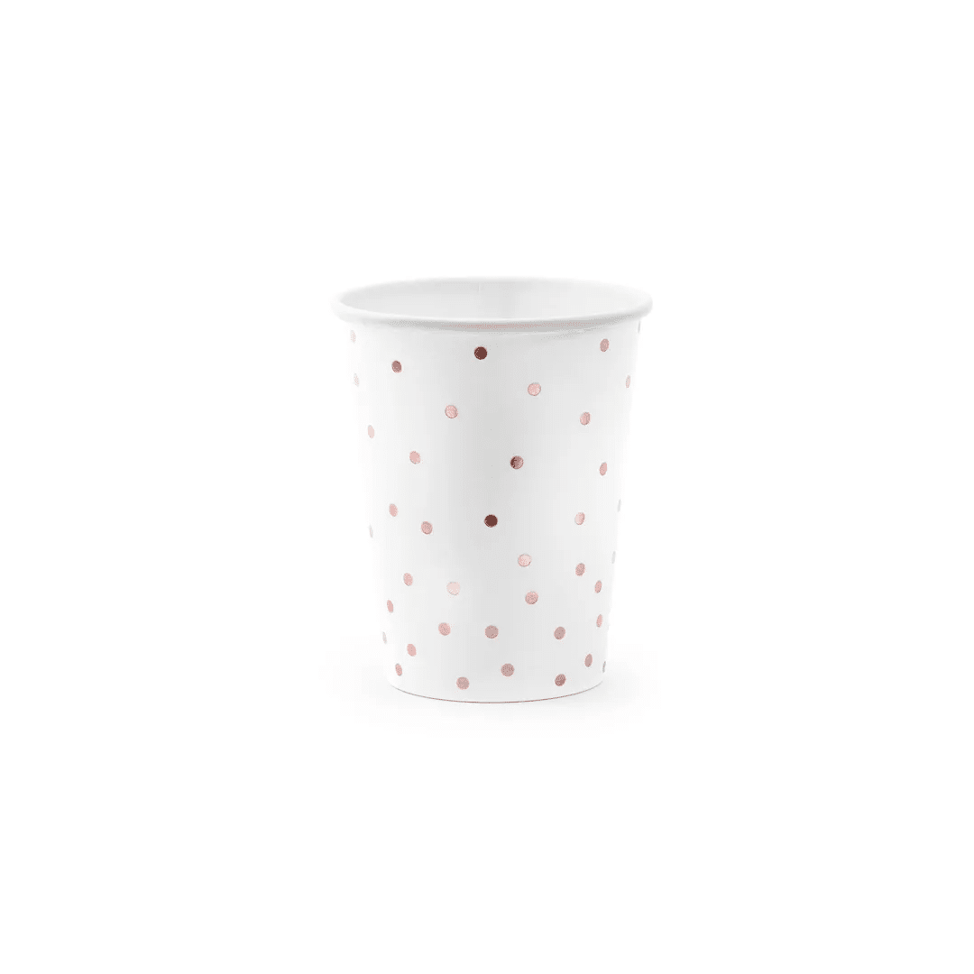 6-vasos-de-carton-blanco-con-lunares-oro rosa