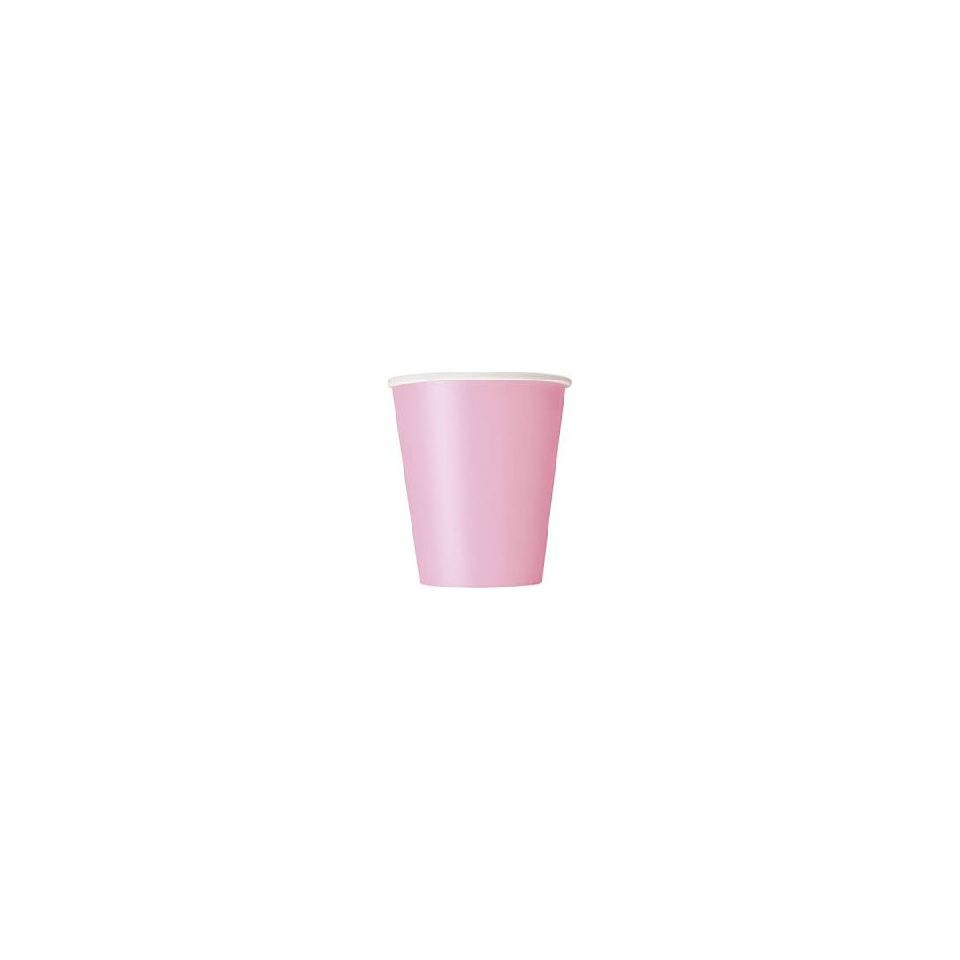 Juego de 8 vasos de cartón rosa claro económicos