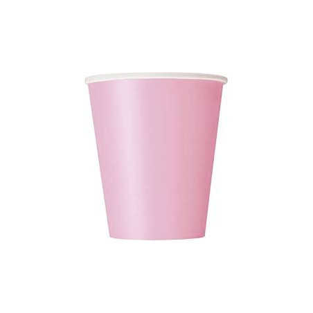 Juego de 8 vasos de cartón rosa claro económicos