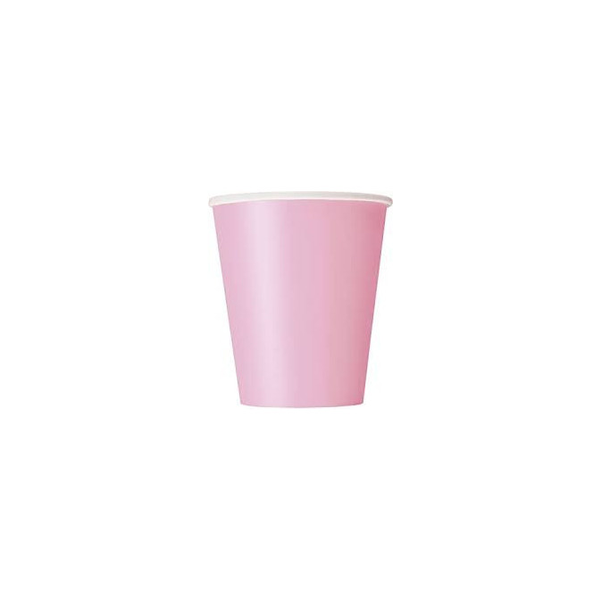 Juego de 8 vasos de cartón rosa claro económicos