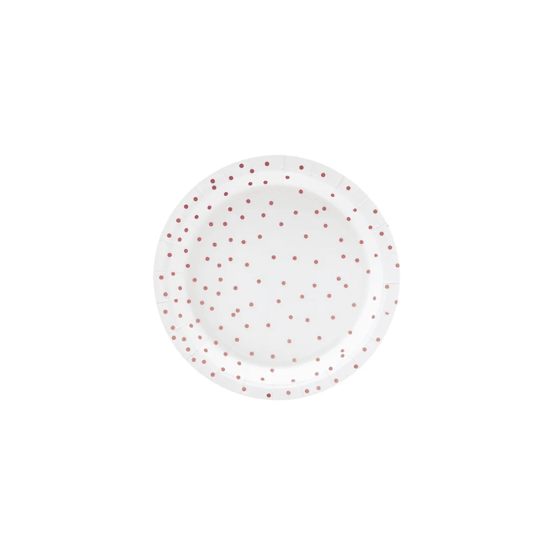 6-platos-blancos-con-lunares-oro rosa-18-cm