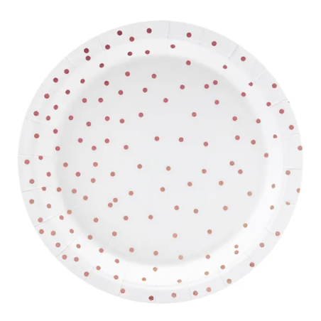 6-platos-blancos-con-lunares-oro rosa-18-cm