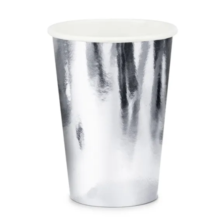 vasos de papel plateados espejados