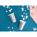 6 vasos de papel espejo plateado