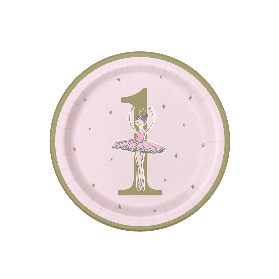platos-de-cumpleaños-1-año-rosa-bailarina