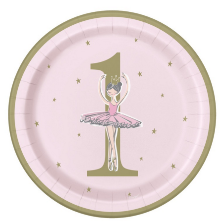 platos-de-cumpleaños-1-año-rosa-bailarina