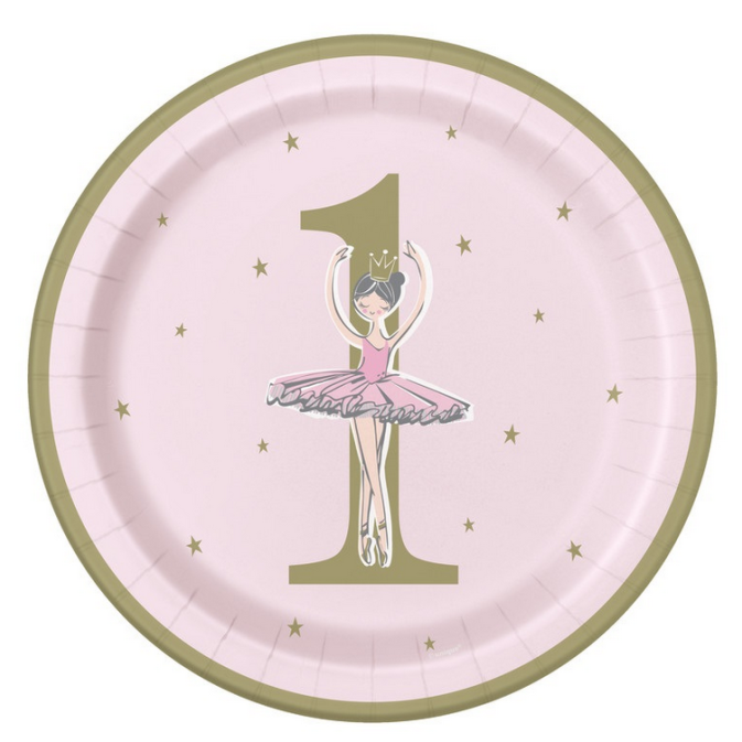 platos-de-cumpleaños-1-año-rosa-bailarina