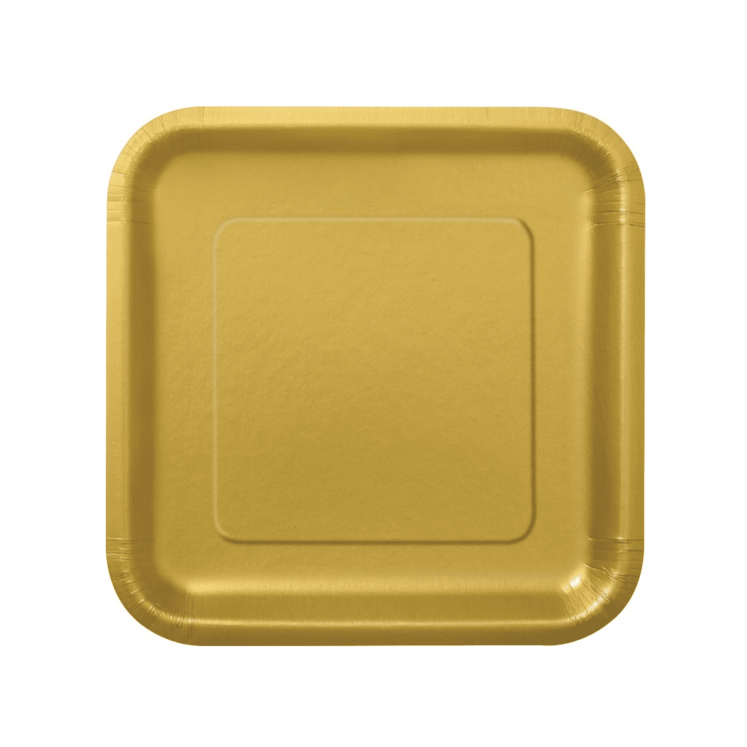 14 platos-de-papel-cuadrados-color-dorado