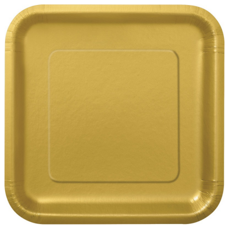 14 platos-de-papel-cuadrados-color-dorado
