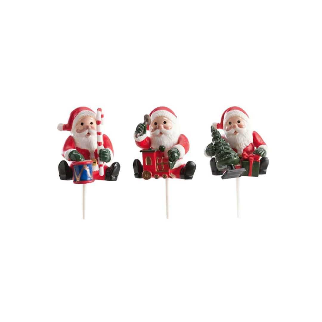 Adornos Papá Noel para tartas navideñas  (juego de 3)