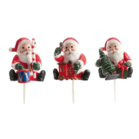 Adornos Papá Noel para tartas navideñas  (juego de 3)