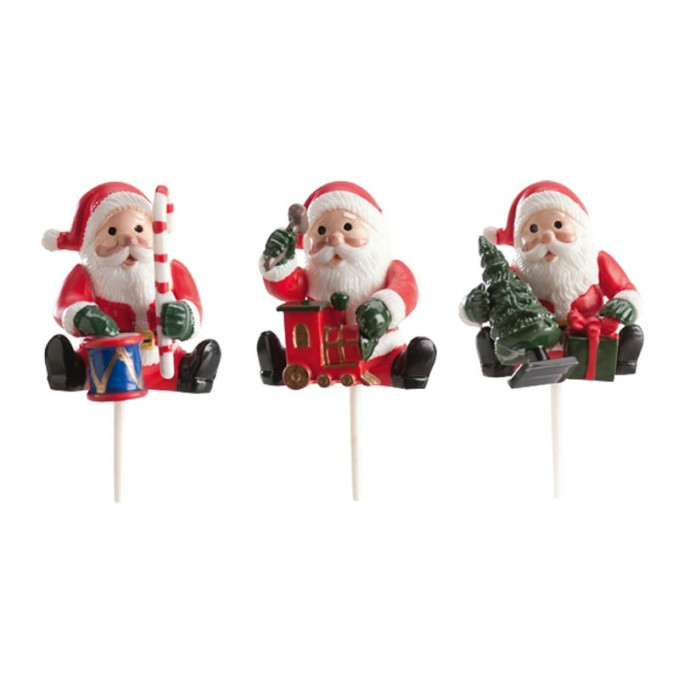 Adornos Papá Noel para tartas navideñas  (juego de 3)