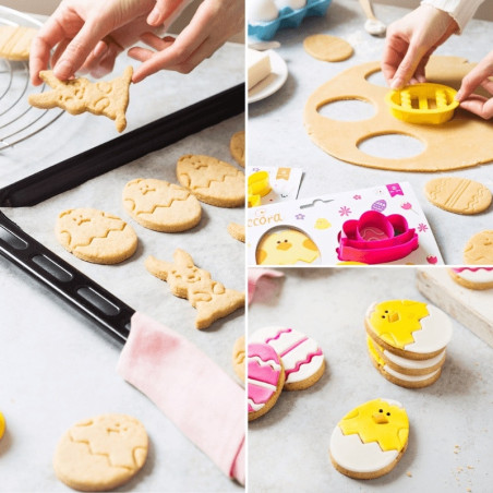 usando cortadores de galletas de pascua