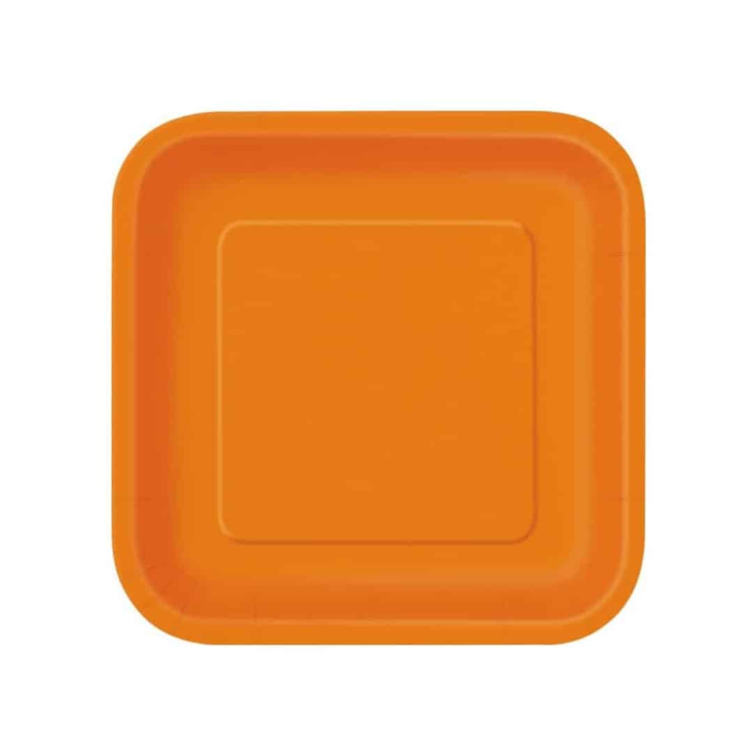 14 platos-cuadrados-de-carton-naranja