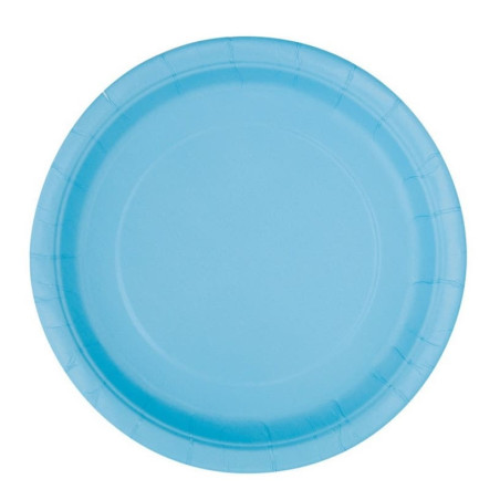 8 platos de papel azul claro
