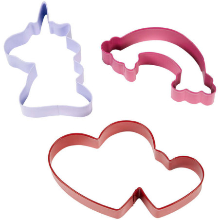 Set de 3 cortadores de galletas Unicornio