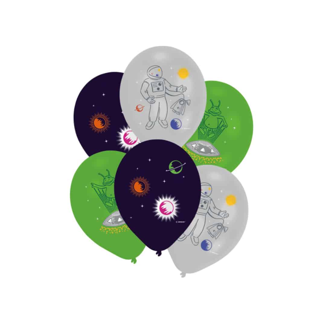 6 globos de cumpleaños espaciales