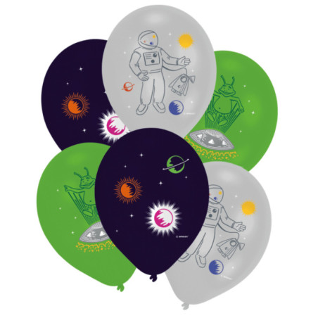 6 globos de cumpleaños espaciales