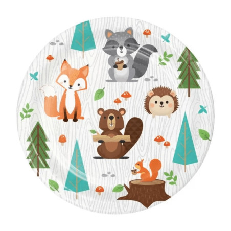plato postre animales del bosque