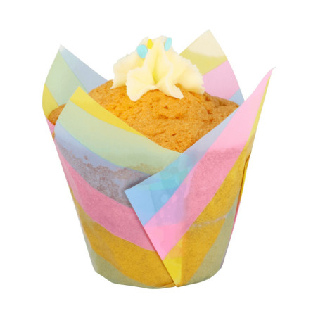 cupcake en una caja multicolor