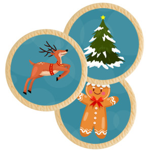12 mini discos comestibles de azúcar navideño