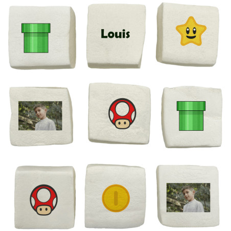 Malvaviscos personalizados con forma de champiñón y videojuegos