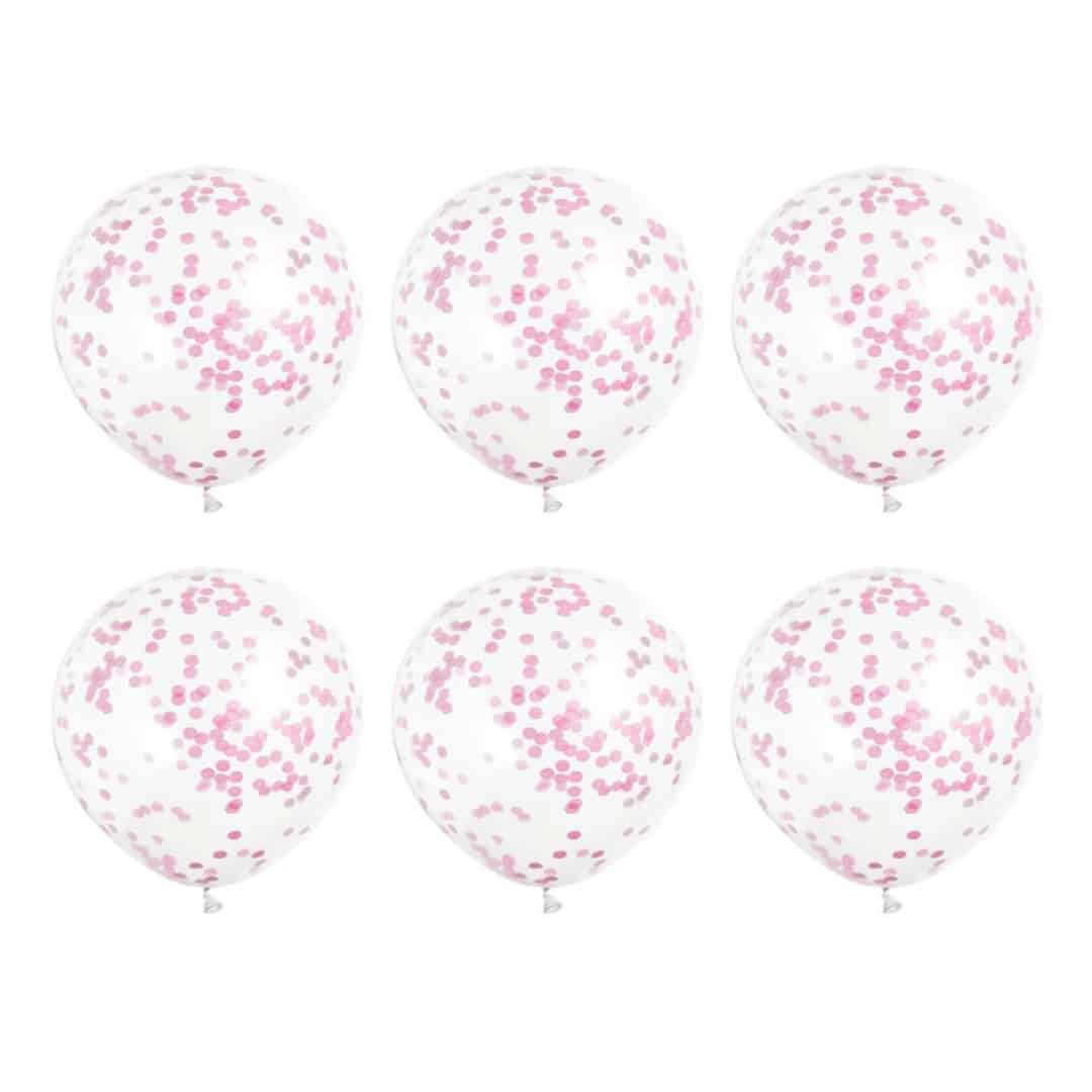 6 globos de confeti rosa