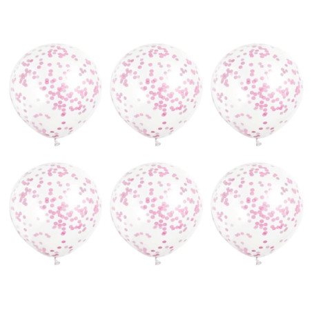 6 globos de confeti rosa