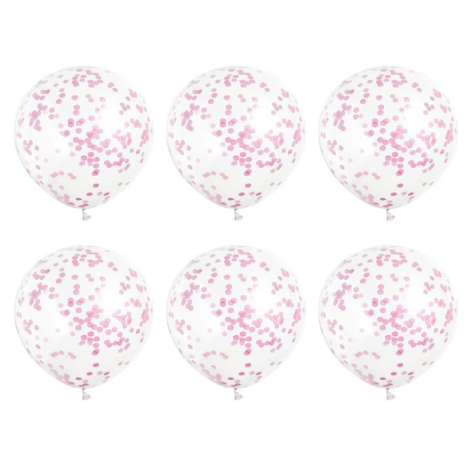 6 globos de confeti rosa