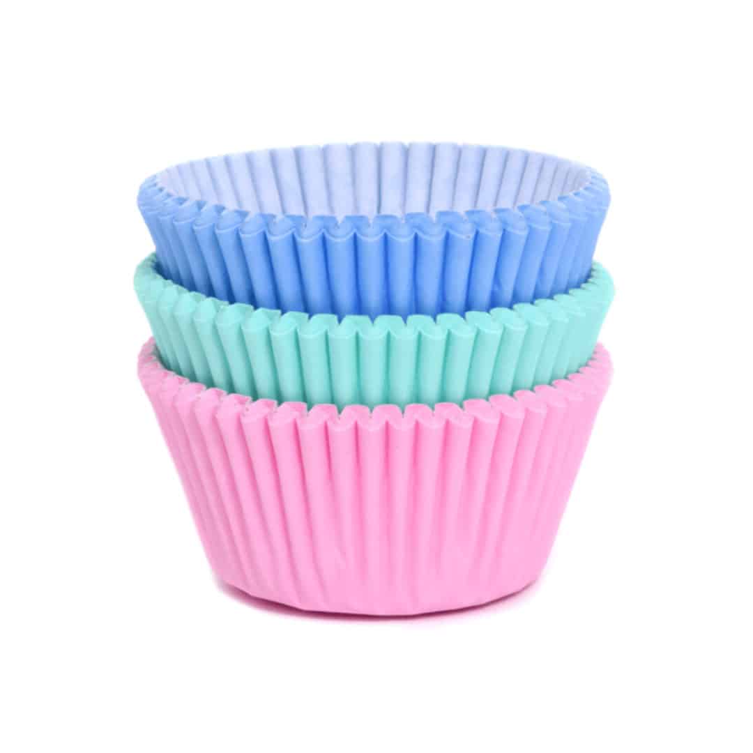 estuche para cupcakes en colores pastel