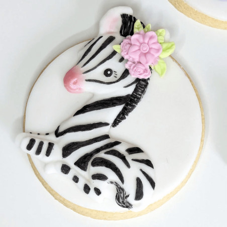 galleta decorada con molde de modelado de cebra